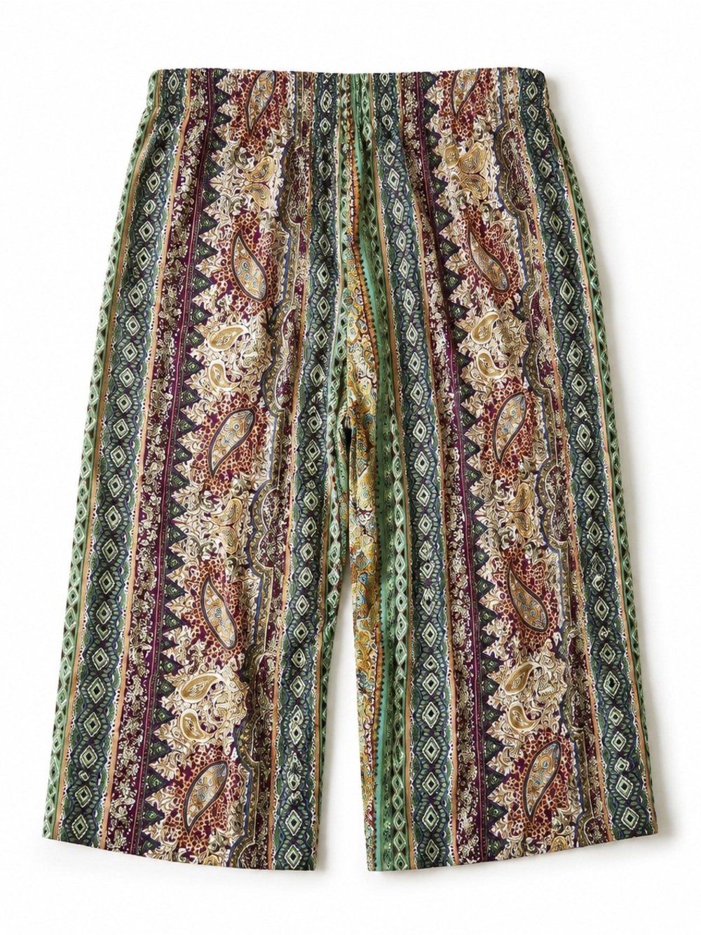 Boca Bay Petite Large Paisley Rayon Pull-On Crop Pants Boho Resort - Picture 4 of 16